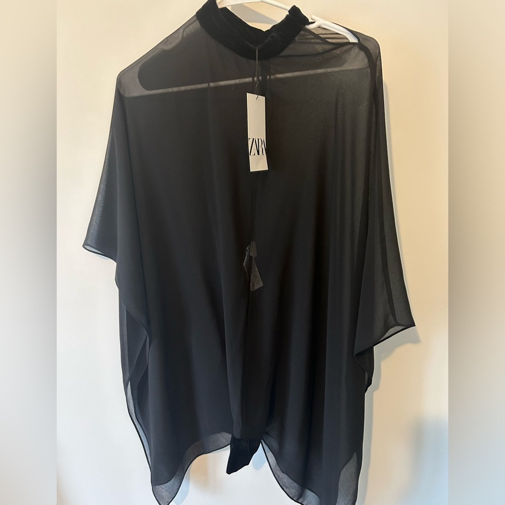 Zara batwing blouse. Sheer!
